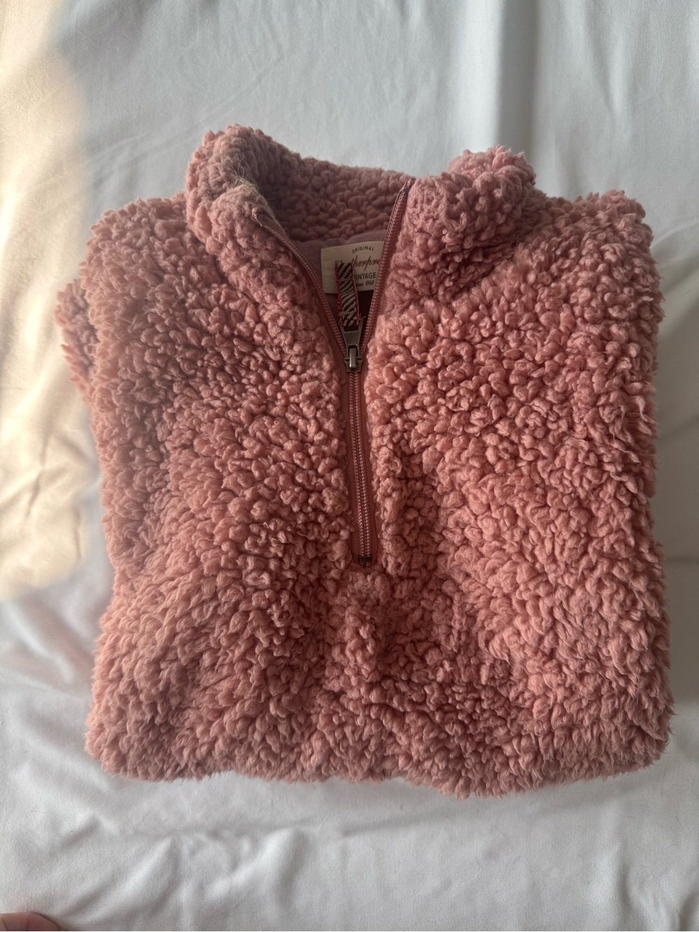 Weatherproof Kids Plush Teddy Quarter-Zip Jacket - Dusty Rose